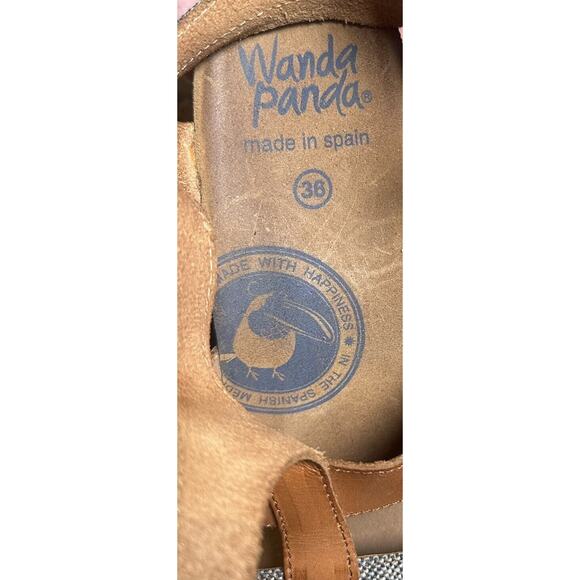 Wanda Panda Women’s Boho Strappy Denim/Brown Leather Slingback Heels Size 36 - Picture 11 of 11
